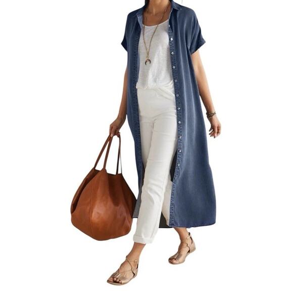 Soft Surroundings Je Veux Midi Shirt Dress Size 2X Denim Blue - Picture 4 of 16